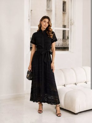 Chamise midi rendado