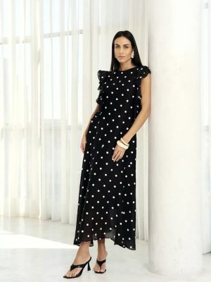 Vestido poá acetinado